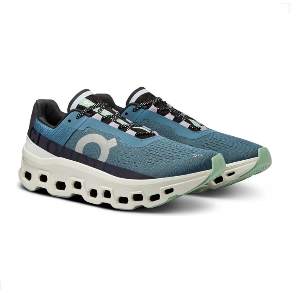 On Cloudmonster Running Shoes - Blue and Green